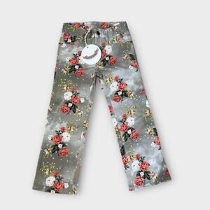 Paper Wings New Floral Gray stretch girls jeans size 6